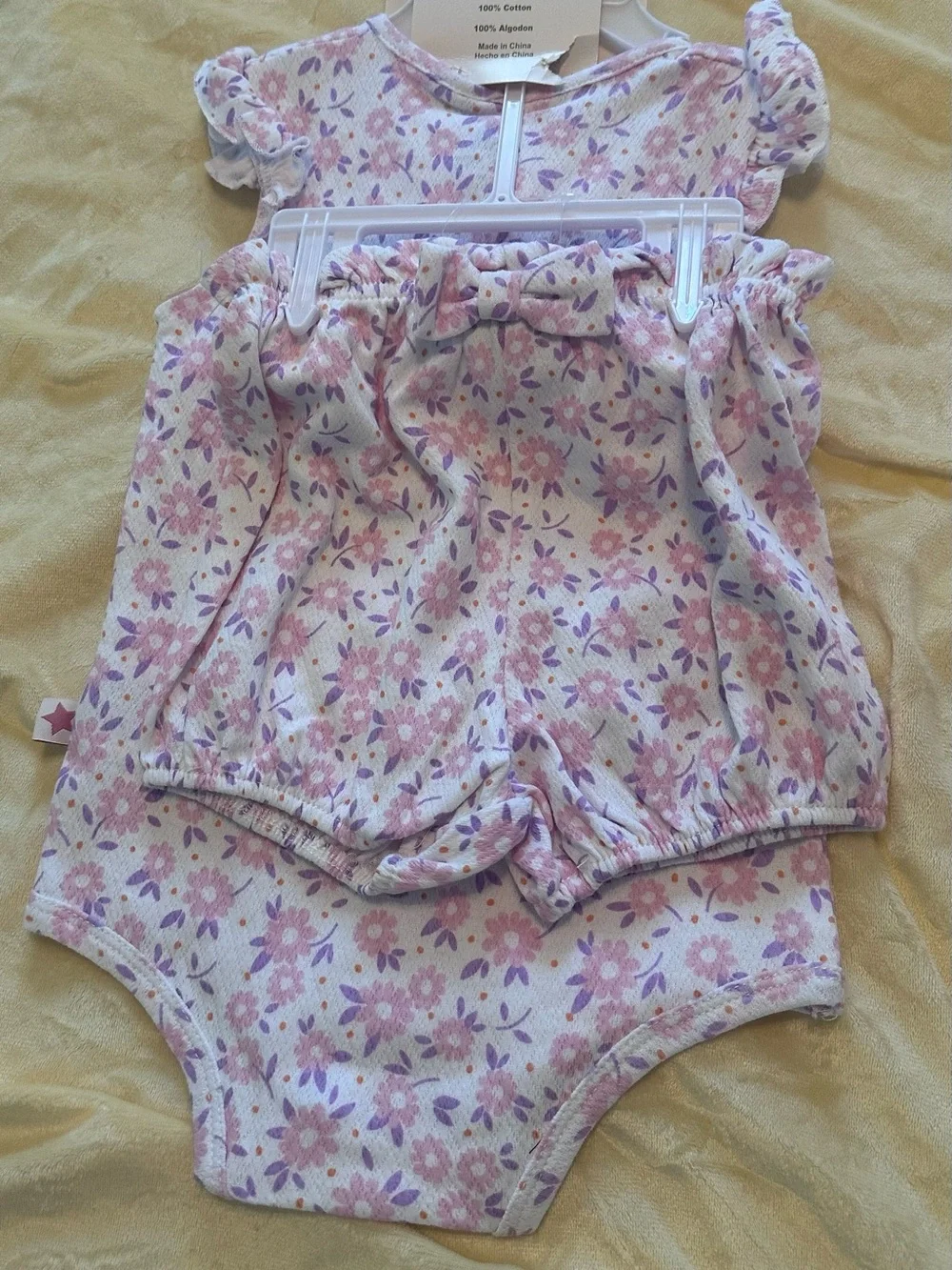 Pink Floral Matching Baby Romper Set